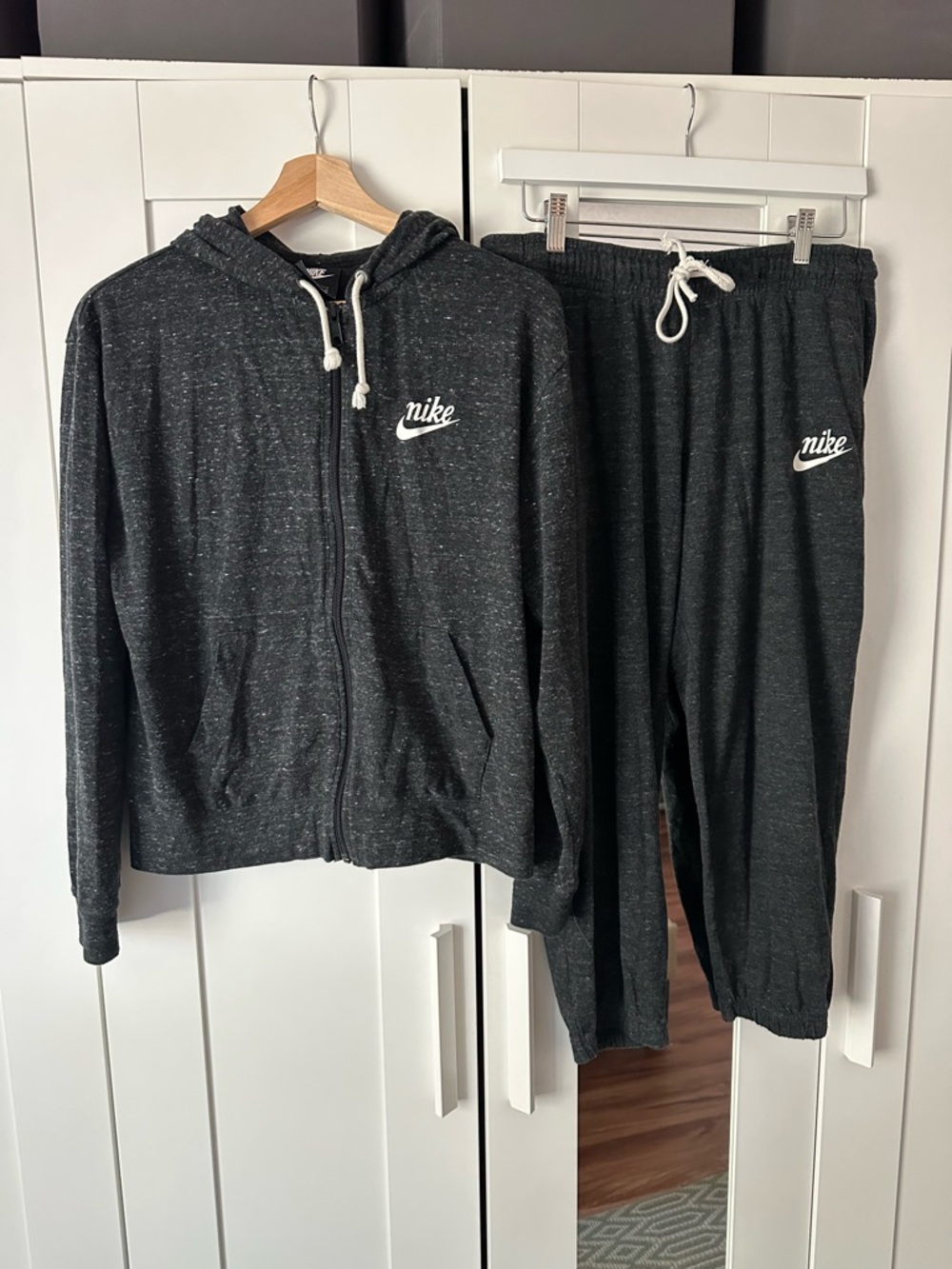 Nike Charcoal Heather Zip Hoodie - Black